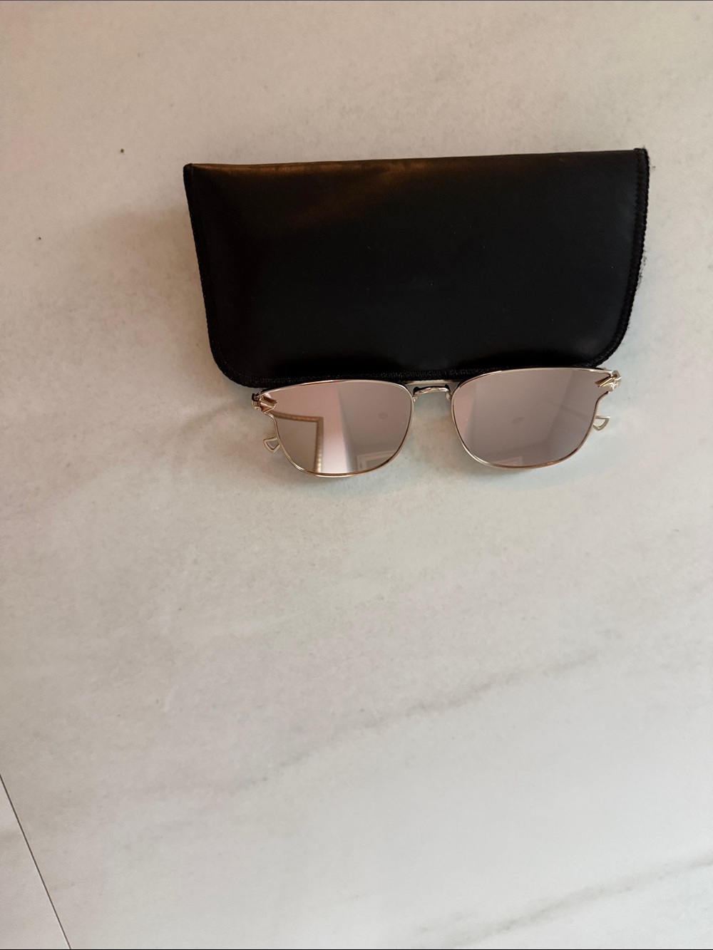 Gold Frame Sunglasses with Light Pink Mirrored Lenses
